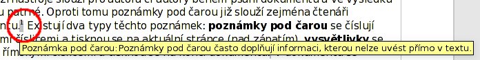 Poznámka pod čarou se zobrazí po najetí kurzorem myši na index