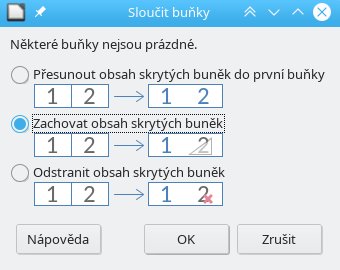 Nový dialog pro sloučení buněk