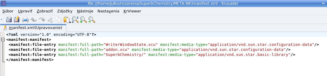 Vytvorenie súboru manifest.xml