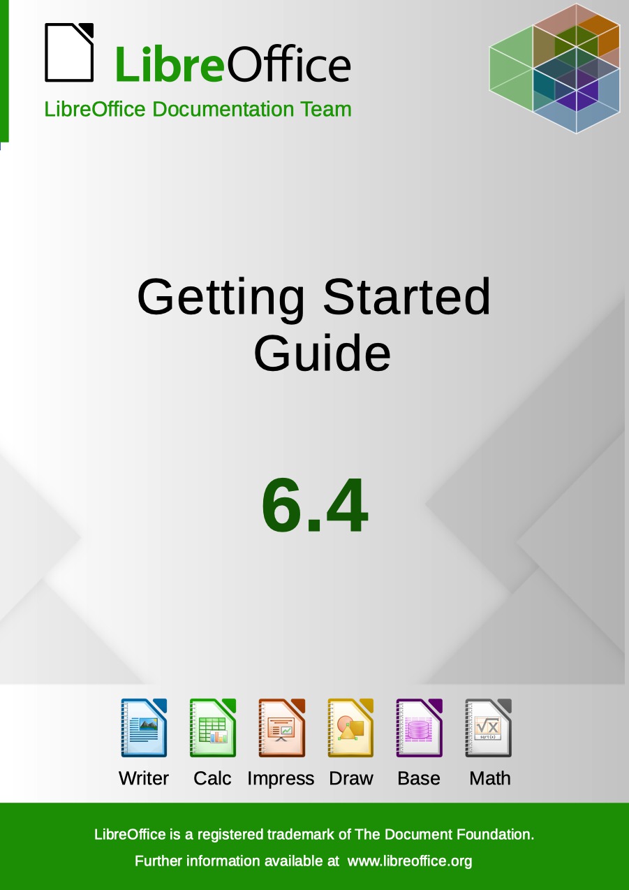 Úvodní strana příručky k LibreOffice 6.4