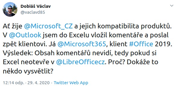 Tweet našeho čtenáře