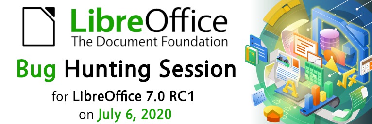 Logo akce Bug Hunting Session LibreOffice 7.0 RC1