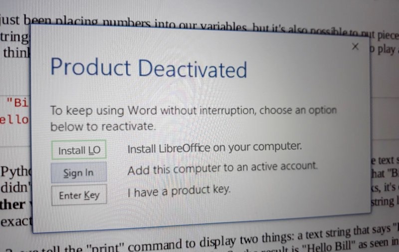 Microsoft Office deaktivován - instalujte LibreOffice