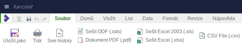 Karta Soubor s možností exportu do CSV