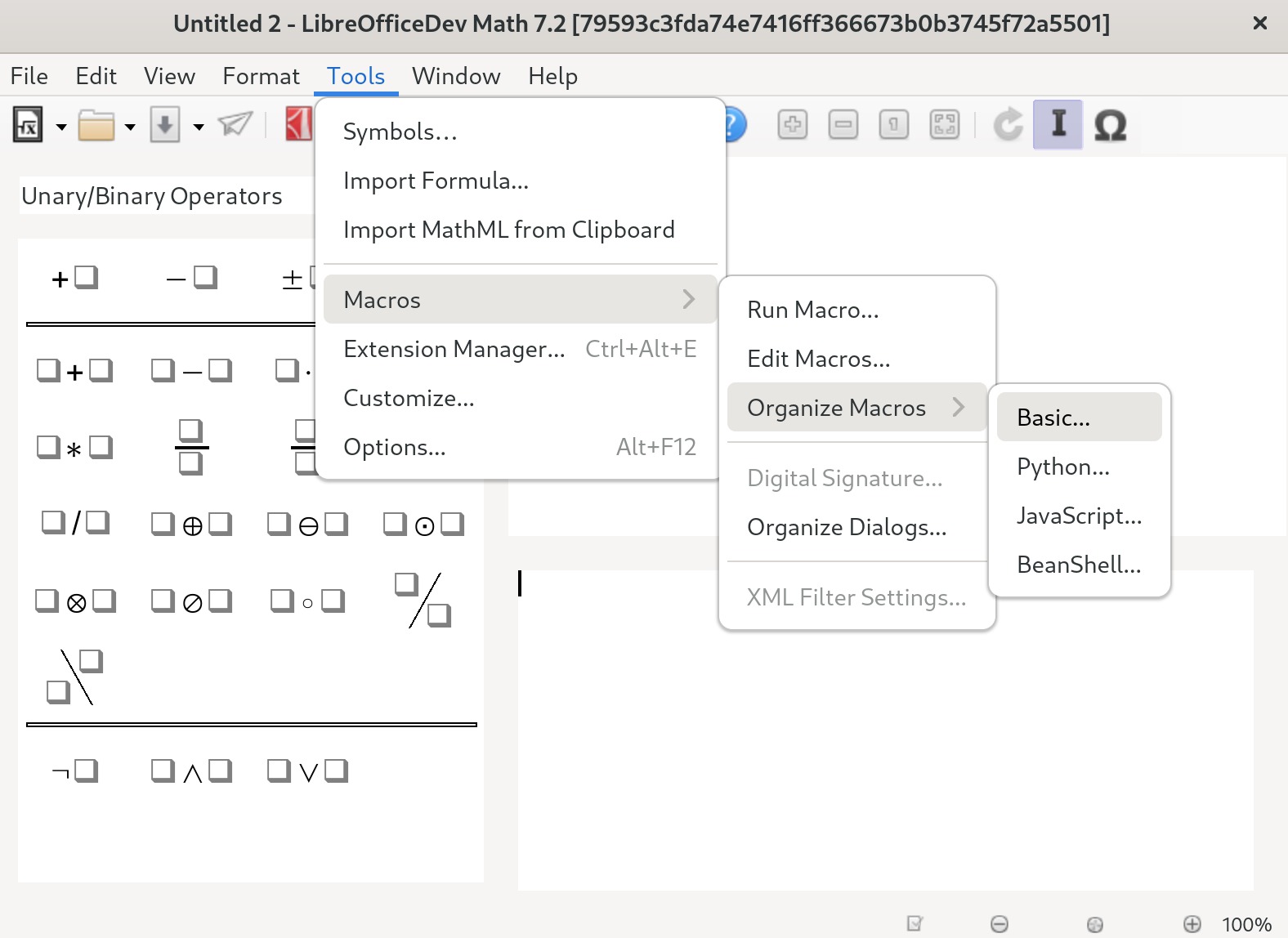 GtK v LibreOffice - nabídky