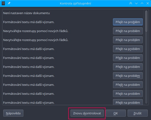 Opakovaná kontrola zpřístupnění