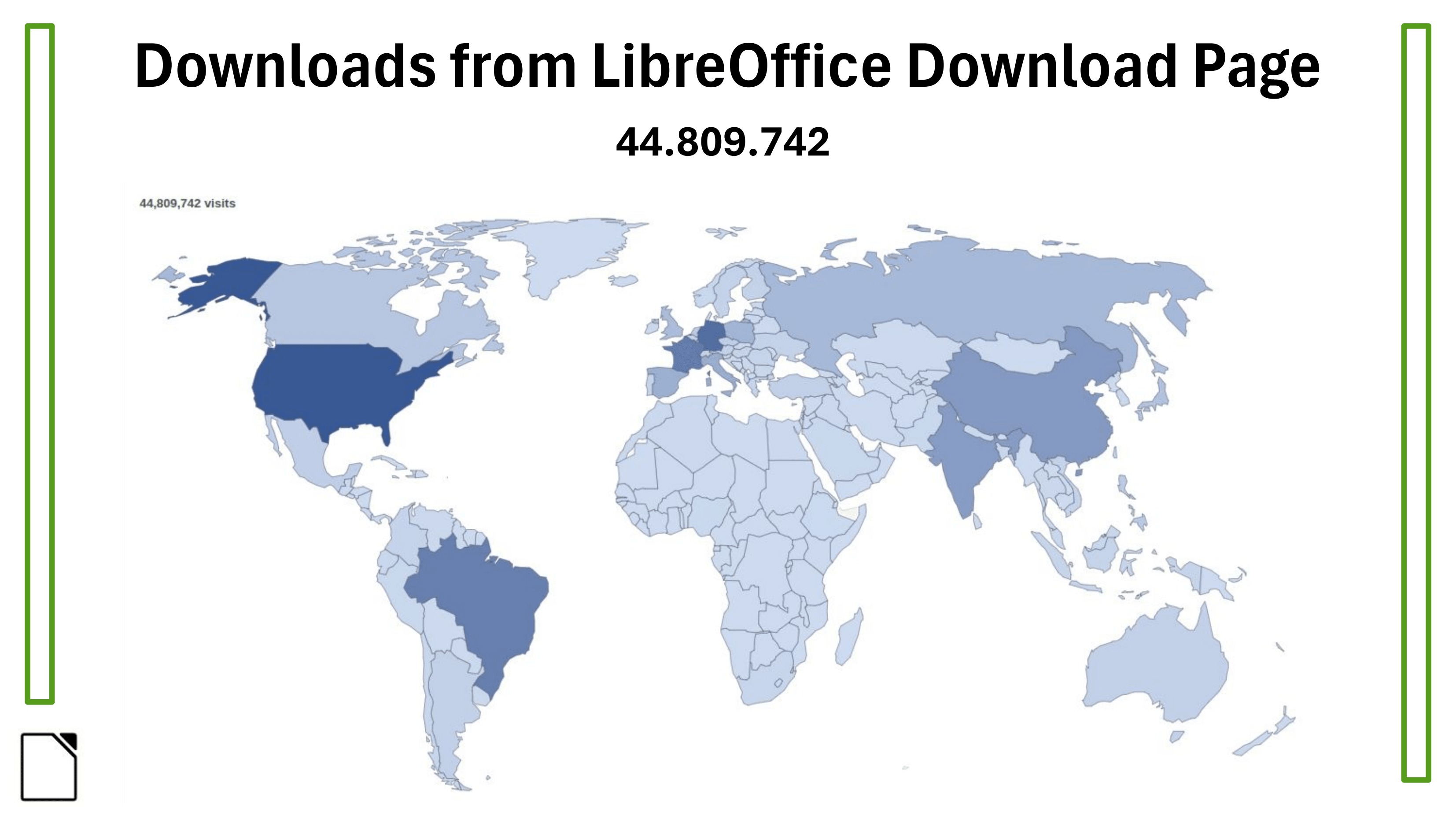 Počet stažení LibreOffice ve světě