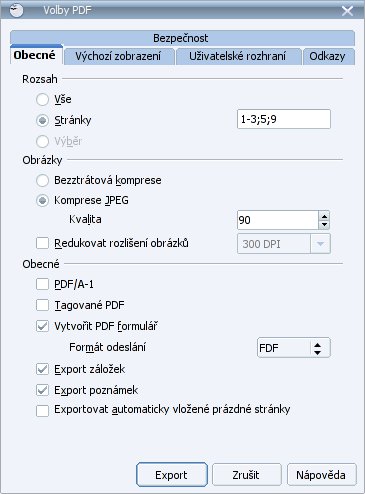 Obecné volby PDF exportu