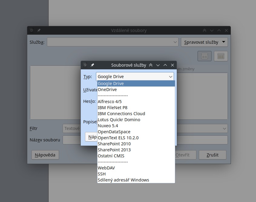 Podpora ukládání na vzdálených serverech