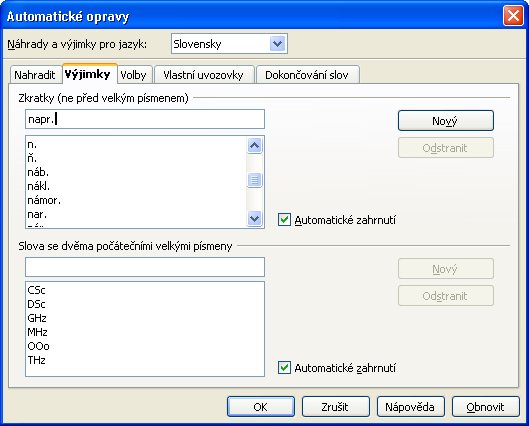Vloženie novej skratky