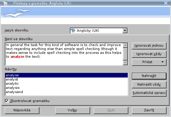 Kontrola anglické gramatiky