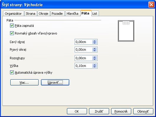 Štýl strany – päta