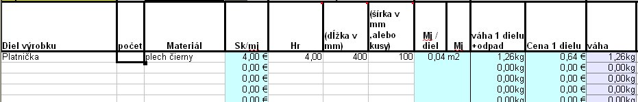 Zadanie dielu platnička 4x400x100 mm.