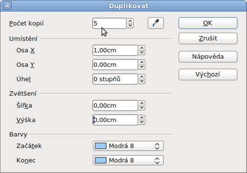 Obrázek 6: Volby okna Duplikovat
