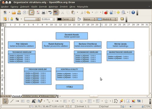 Organizační schéma po vyplněné a rozkopírování