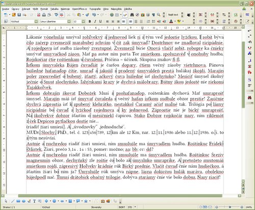 Dokument po oprave typografických chýb (profil „Dvojznakove“, nastavená zámena za Word Joiner, pri číslach NBSP)