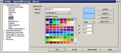 Nastavení vlastních barev v OpenOffice.org
