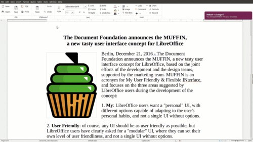 Jedna z podob uživatelského rozhraní LibreOffice – Notebookbar (zdroj: zpráva TDF)