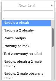 Rozbalovací nabídka pro rozvržení stránky prezentace﻿