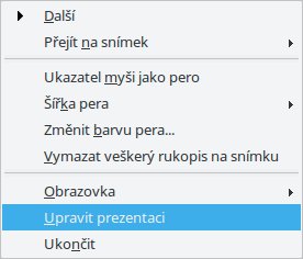 Kontextová nabídka s položkou Upravit prezentaci