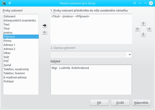 Úprava vlastního oslovení