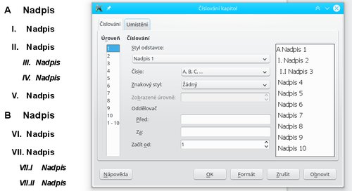 Číslování Nadpisu 1