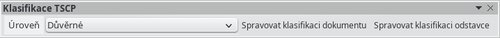 Tlačítková lišta Klasifikace TSCP ve Writeru