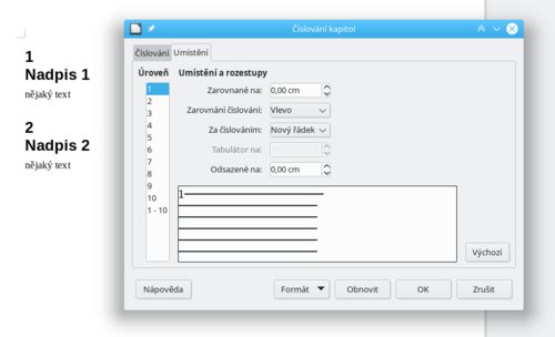 Číslování nadpisů kapitol přes více řádků