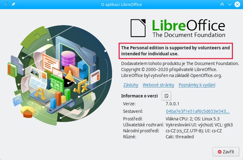 Kontroverzní doložka ve vlastnostech LibreOffice