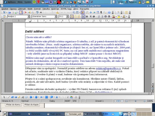 ÚMČ Brno-Slatina a Fedora Linux s OpenOffice.org