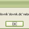 Oznam o tom, že sa nepodarilo vytvoriť slovník