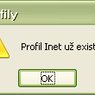Nie je možné vytvoriť už existujúci profil