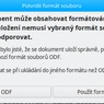 Upozornění při ukládání do jiného než výchozího formátu