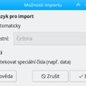 Dialogové okno Možnosti importu