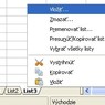 Vloženie listu cez pravé tlačítko myši