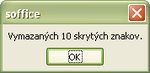 Oznámenie o počte vymazaných skrytých znakov