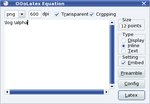 Pracovné okno funkcie „Equation“
