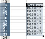 Nyní můžete snadno vytvořit číselnou řadu IP adres