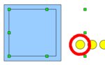 Obrázek 8: Výběr dvou objektů (pomocného čtverce a prvního oka)