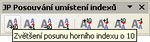 Panel nástrojov „JP Posúvanie umiestnenia indexov“