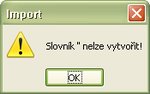 Oznam o tom, že slovník bez názvu sa nedá vytvoriť