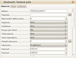 Dialogové okno Vlastnosti pro textové pole