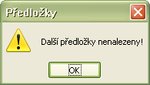 Informácia o tom, že sa na konci riadkov nenašli ďalšie jednoznakové predložky a spojky