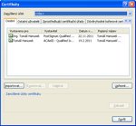 Dialog pro správu certifikátů ve Windows