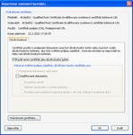 Dialog pro nastavení důvěryhodnosti importovaného certifikátu