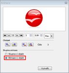 Aby se animace vložila jako animace, je třeba zaškrtnout přepínač do stavu Bitmapový objekt