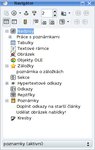 Navigátor obsahuje poznámky i záložky
