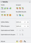 Rozšířená paleta funkcí pro editaci tabulek v postranním panelu