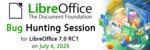 Logo akce Bug Hunting Session LibreOffice 7.0 RC1