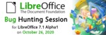 Logo akce Bug Hunting Session LibreOffice 7.1 Alpha 1